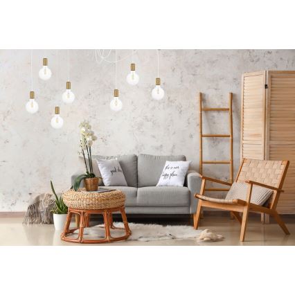 Lustr na lanku MIROS 7xE27/60W/230V pavouk bílá/zlatá