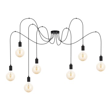 Lustr na lanku MIROS 7xE27/60W/230V pavouk černá