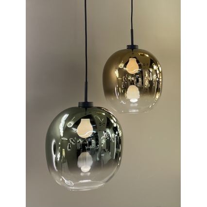 Lustr na lanku MIRROR 1xE27/14W/230V kouřová zelená