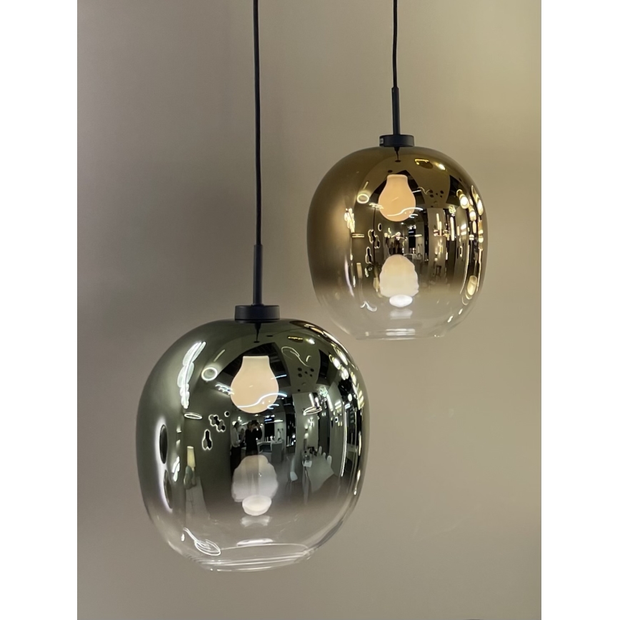 Lustr na lanku MIRROR 1xE27/14W/230V kouřová zelená