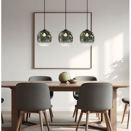 Lustr na lanku MIRROR 3xE27/14W/230V kouřová černá