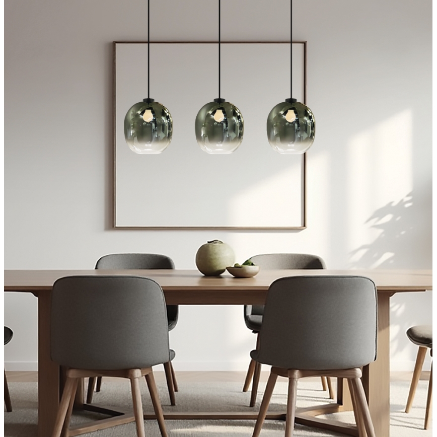 Lustr na lanku MIRROR 3xE27/14W/230V kouřová černá