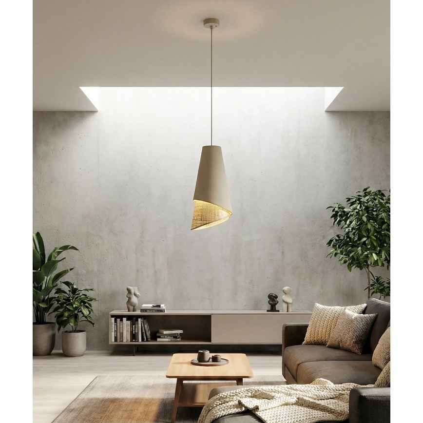 Lustr na lanku MODA 1xE27/15W/230V béžová/ratan