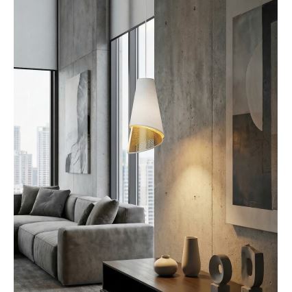 Lustr na lanku MODA 1xE27/15W/230V bílá/zlatá