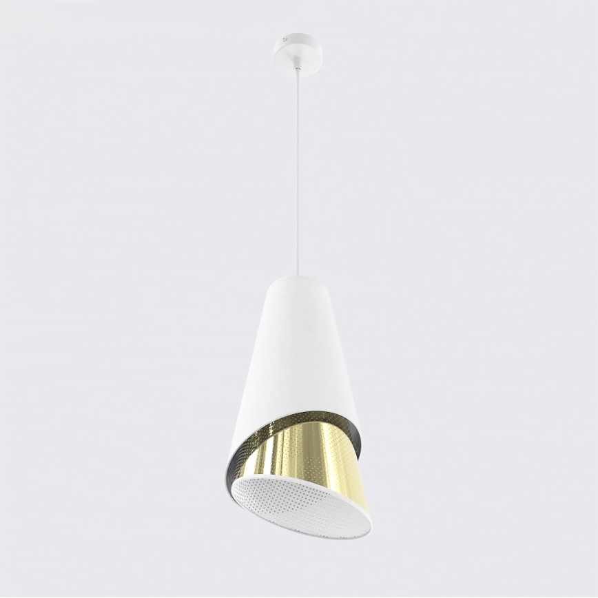 Lustr na lanku MODA 1xE27/15W/230V bílá/zlatá