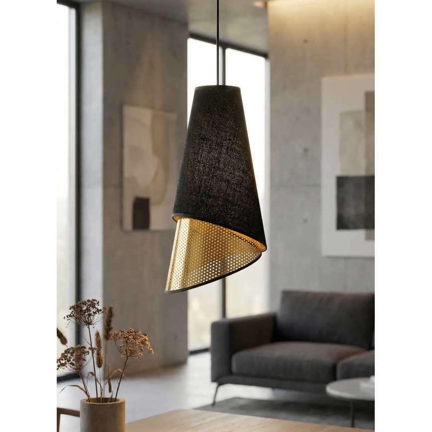 Lustr na lanku MODA 1xE27/15W/230V černá/zlatá