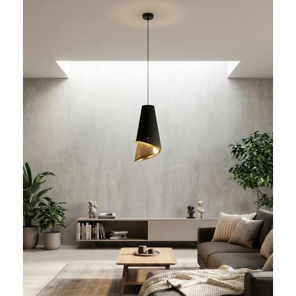 Lustr na lanku MODA 1xE27/15W/230V černá/zlatá