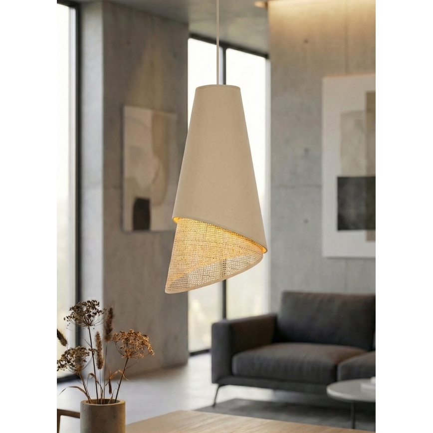 Lustr na lanku MODA 3xE27/15W/230V béžová/ratan