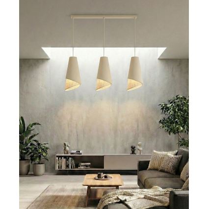 Lustr na lanku MODA 3xE27/15W/230V béžová/ratan