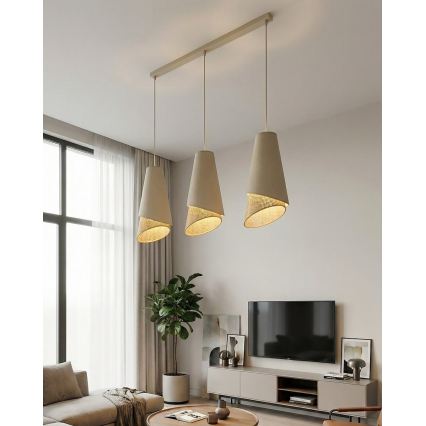Lustr na lanku MODA 3xE27/15W/230V béžová/ratan