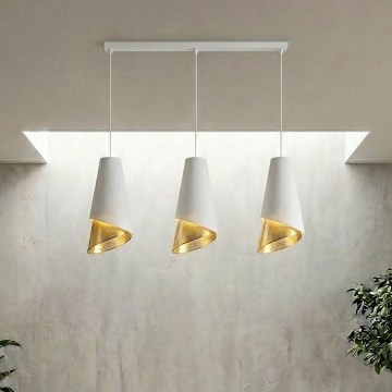 Lustr na lanku MODA 3xE27/15W/230V bílá/zlatá