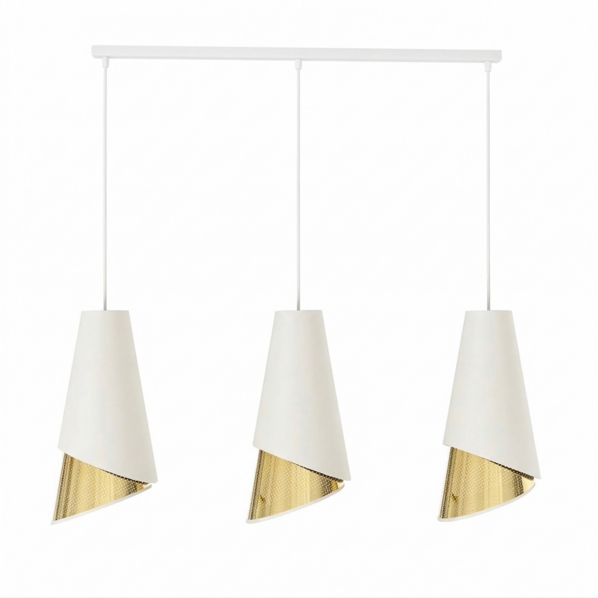 Lustr na lanku MODA 3xE27/15W/230V bílá/zlatá