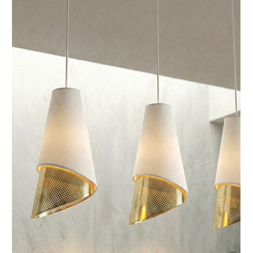 Lustr na lanku MODA 3xE27/15W/230V bílá/zlatá