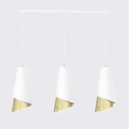 Lustr na lanku MODA 3xE27/15W/230V bílá/zlatá