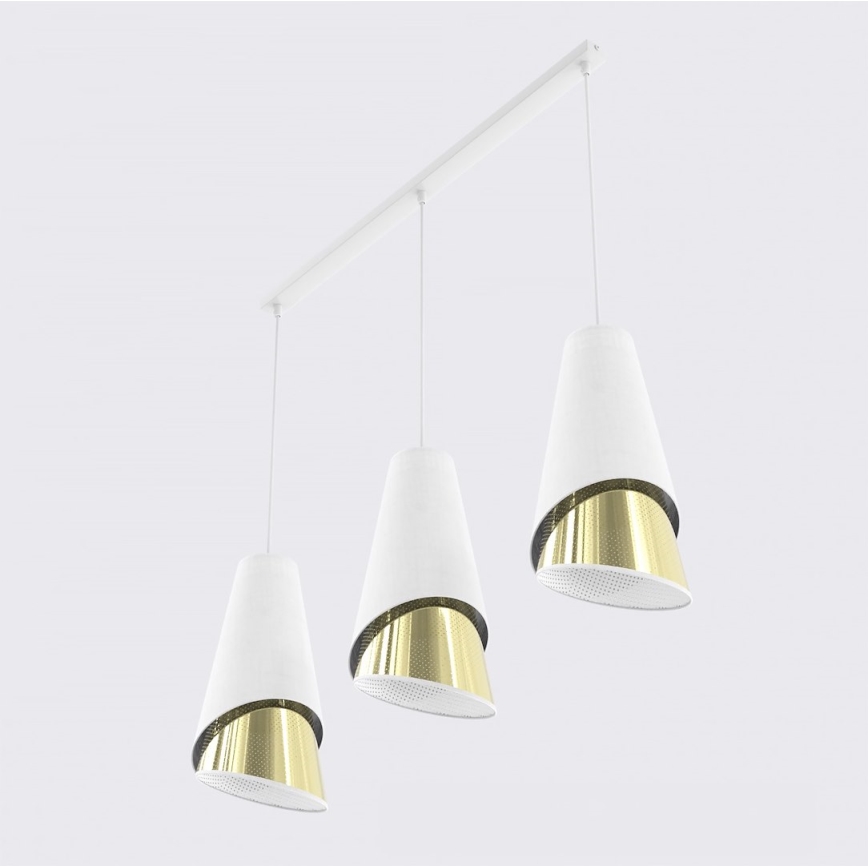 Lustr na lanku MODA 3xE27/15W/230V bílá/zlatá