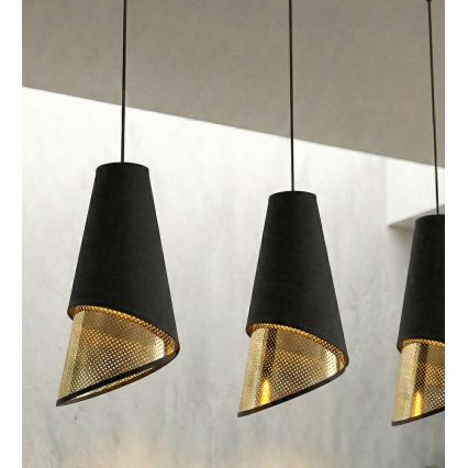 Lustr na lanku MODA 3xE27/15W/230V černá/zlatá