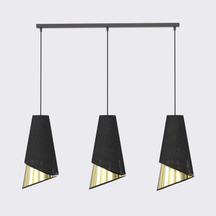 Lustr na lanku MODA 3xE27/15W/230V černá/zlatá
