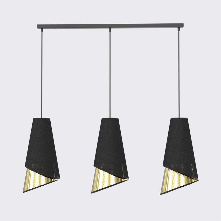 Lustr na lanku MODA 3xE27/15W/230V černá/zlatá