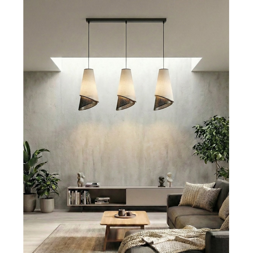 Lustr na lanku MODA 3xE27/15W/230V šedá/černá
