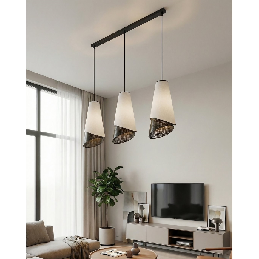 Lustr na lanku MODA 3xE27/15W/230V šedá/černá
