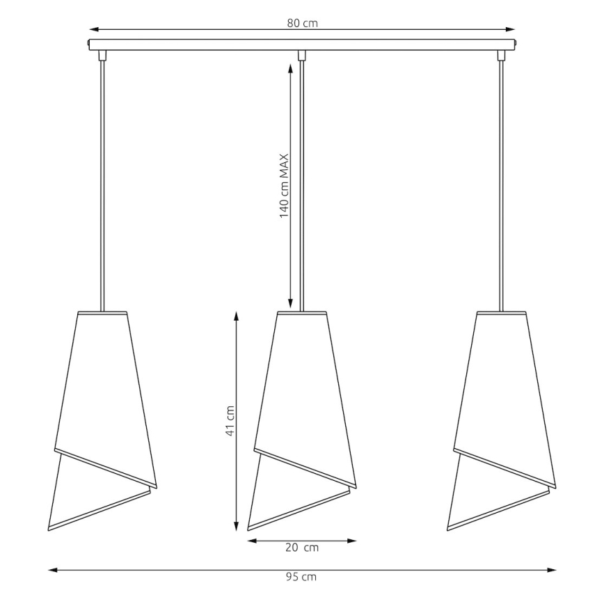 Lustr na lanku MODA 3xE27/15W/230V šedá/černá
