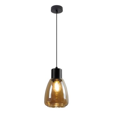 Lustr na lanku MOLDO 1xE27/40W/230V černá/kouřová béžová