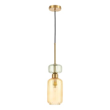 Lustr na lanku MOLLY 1xE14/40W/230V pr. 12 cm zlatá/oranžová/zelená