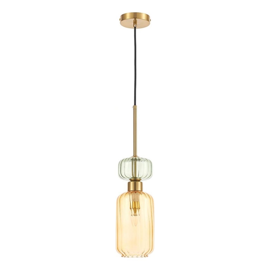 Lustr na lanku MOLLY 1xE14/40W/230V pr. 12 cm zlatá/oranžová/zelená