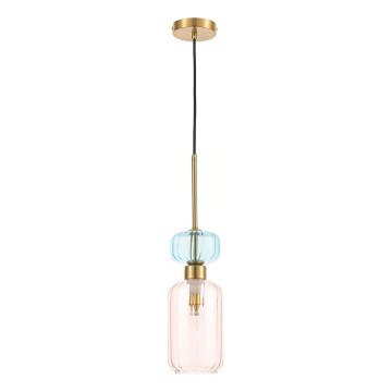 Lustr na lanku MOLLY 1xE14/40W/230V pr. 12 cm zlatá/růžová/modrá