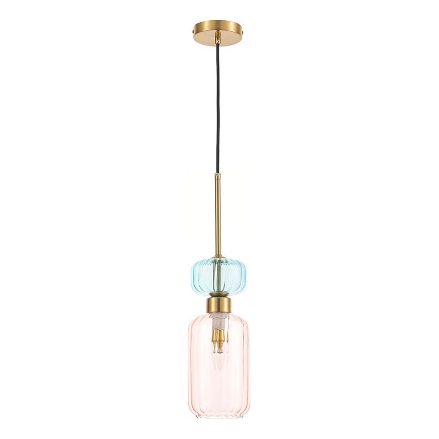 Lustr na lanku MOLLY 1xE14/40W/230V pr. 12 cm zlatá/růžová/modrá