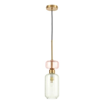 Lustr na lanku MOLLY 1xE14/40W/230V pr. 12 cm zlatá/zelená/růžová