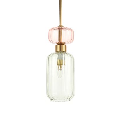 Lustr na lanku MOLLY 1xE14/40W/230V pr. 12 cm zlatá/zelená/růžová