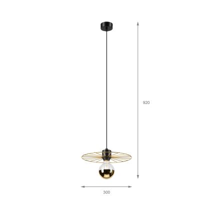 Lustr na lanku MONTANA 1xE27/15W/230V pr. 30 cm zlatá/černá
