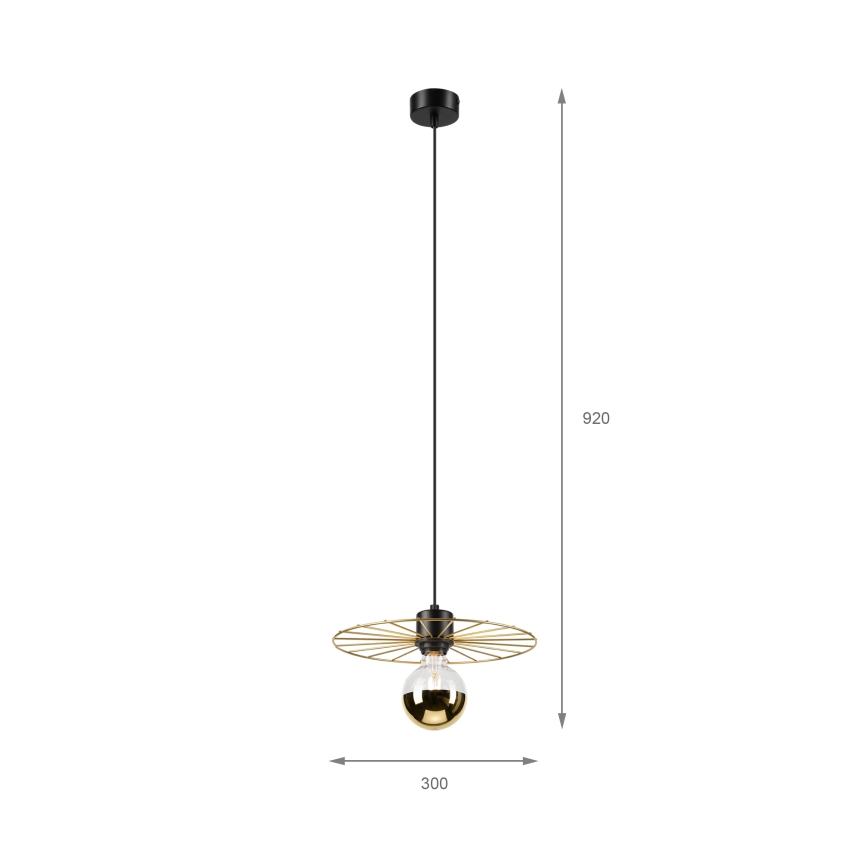 Lustr na lanku MONTANA 1xE27/15W/230V pr. 30 cm zlatá/černá