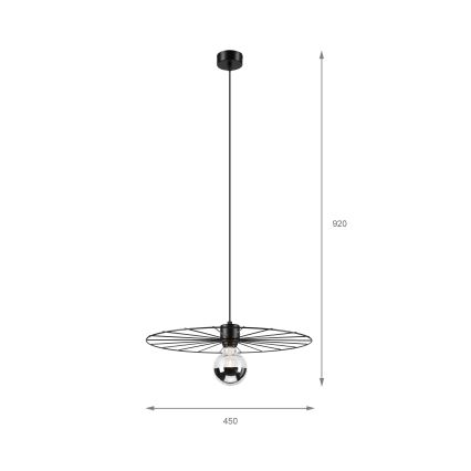 Lustr na lanku MONTANA 1xE27/15W/230V pr. 45 cm černá