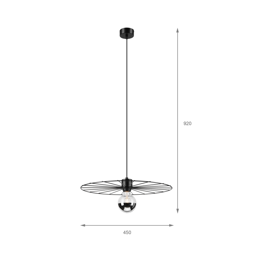 Lustr na lanku MONTANA 1xE27/15W/230V pr. 45 cm černá