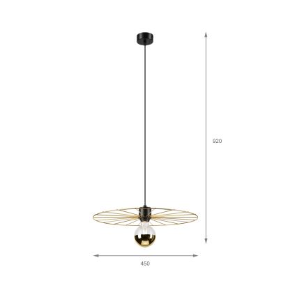 Lustr na lanku MONTANA 1xE27/15W/230V pr. 45 cm zlatá/černá