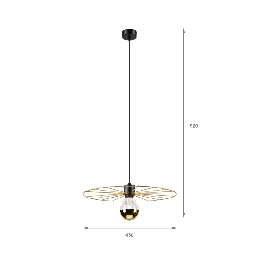 Lustr na lanku MONTANA 1xE27/15W/230V pr. 45 cm zlatá/černá
