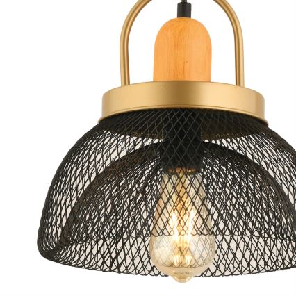 Lustr na lanku MONZA 1xE27/40W/230V pr. 29 cm černá/zlatá