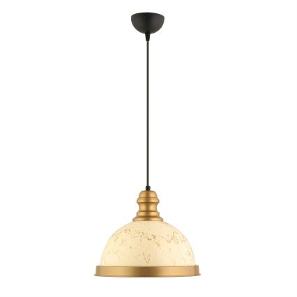 Lustr na lanku MONZA 1xE27/40W/230V pr. 29 cm krémová/bronzová