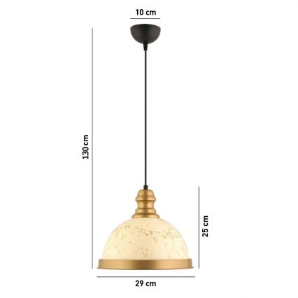 Lustr na lanku MONZA 1xE27/40W/230V pr. 29 cm krémová/bronzová