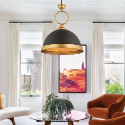 Lustr na lanku MONZA 1xE27/40W/230V pr. 30 cm černá/bronzová