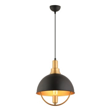 Lustr na lanku MONZA 1xE27/40W/230V pr. 30 cm černá/zlatá