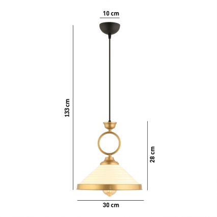 Lustr na lanku MONZA 1xE27/40W/230V pr. 30 cm krémová/bronzová