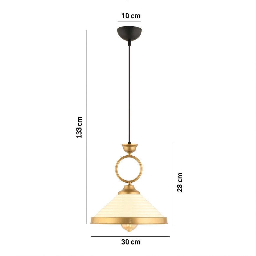 Lustr na lanku MONZA 1xE27/40W/230V pr. 30 cm krémová/bronzová