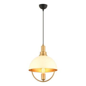 Lustr na lanku MONZA 1xE27/40W/230V pr. 30 cm krémová/zlatá
