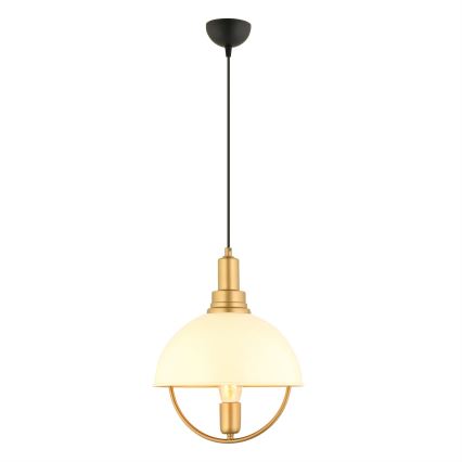Lustr na lanku MONZA 1xE27/40W/230V pr. 30 cm krémová/zlatá