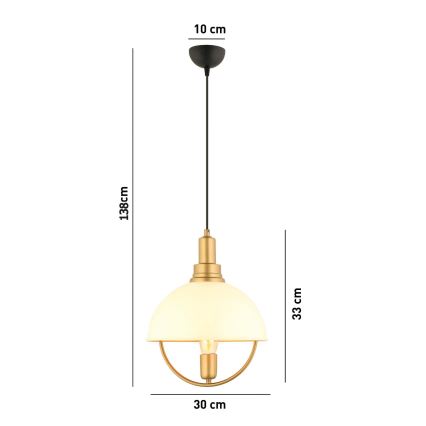 Lustr na lanku MONZA 1xE27/40W/230V pr. 30 cm krémová/zlatá