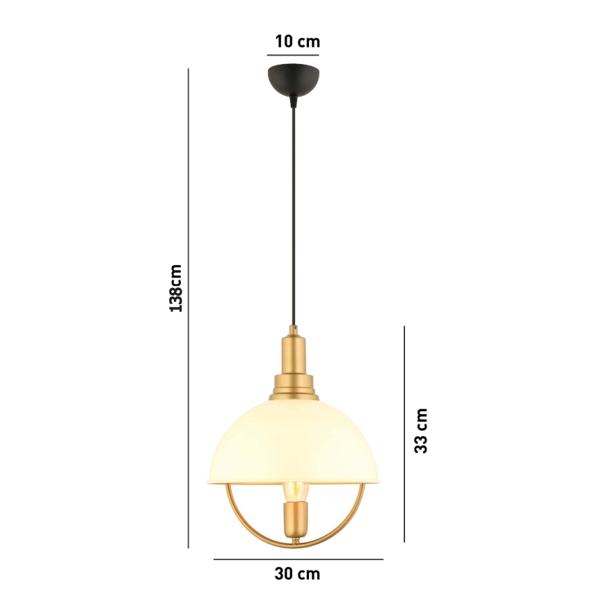 Lustr na lanku MONZA 1xE27/40W/230V pr. 30 cm krémová/zlatá