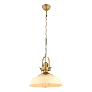 Lustr na lanku MONZA 1xE27/40W/230V pr. 35 cm krémová/bronzová